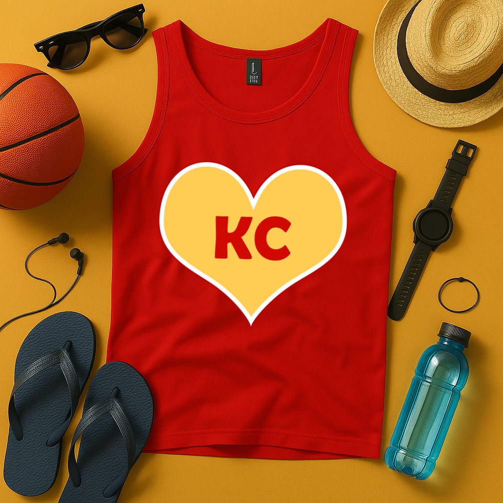 I Love Kansas City KC Football Heart Tank Top