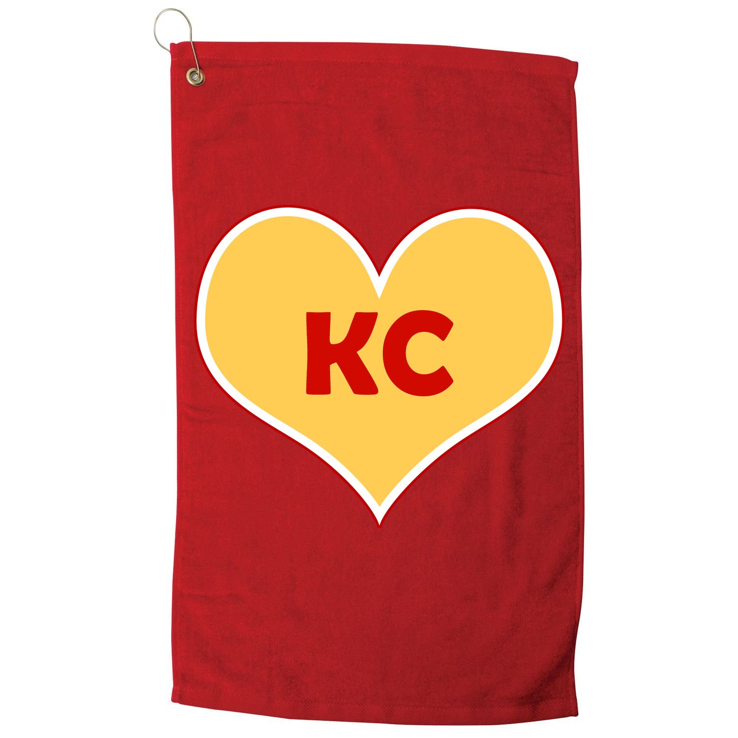 I Love Kansas City KC Football Heart Golf Towel
