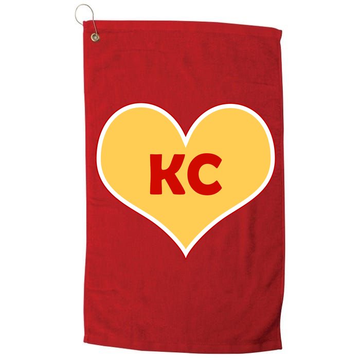 I Love Kansas City KC Football Heart Platinum Collection Golf Towel