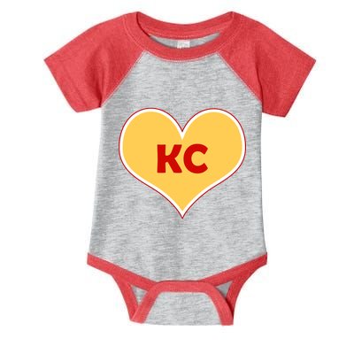 I Love Kansas City KC Football Heart Infant Baby Jersey Bodysuit