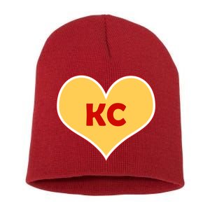 I Love Kansas City KC Football Heart Short Acrylic Beanie