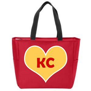 I Love Kansas City KC Football Heart Zip Tote Bag