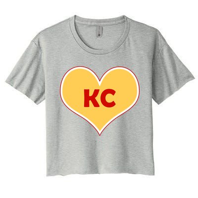 I Love Kansas City KC Football Heart Women's Crop Top Tee