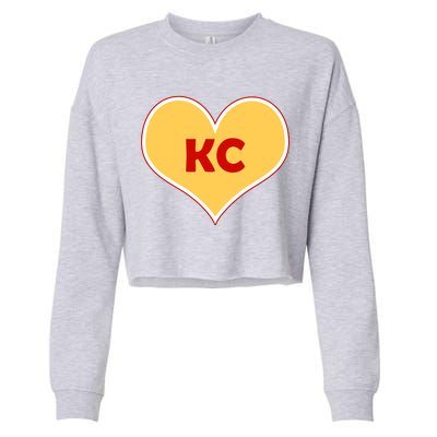 I Love Kansas City KC Football Heart Cropped Pullover Crew