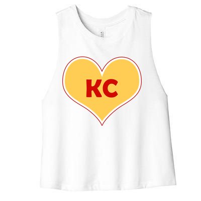 I Love Kansas City KC Football Heart Women's Racerback Cropped Tank