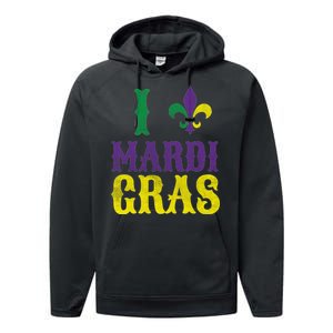 I Love Mardi Gras Performance Fleece Hoodie