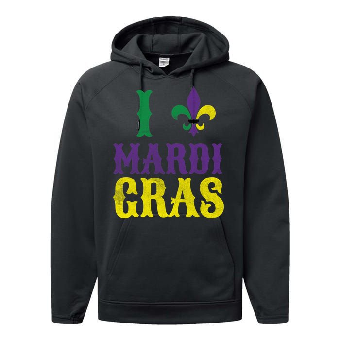 I Love Mardi Gras Performance Fleece Hoodie