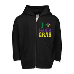 I Love Mardi Gras Toddler Zip Fleece Hoodie