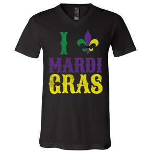 I Love Mardi Gras V-Neck T-Shirt