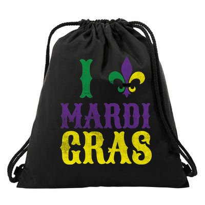 I Love Mardi Gras Drawstring Bag