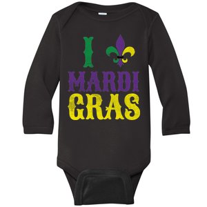 I Love Mardi Gras Baby Long Sleeve Bodysuit