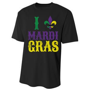 I Love Mardi Gras Performance Sprint T-Shirt