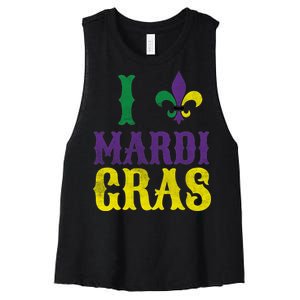 I Love Mardi Gras Women's Racerback Cropped Tank