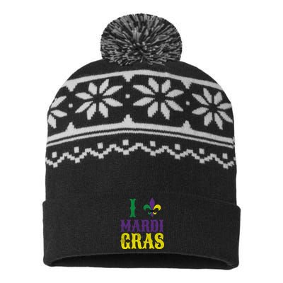 I Love Mardi Gras USA-Made Snowflake Beanie