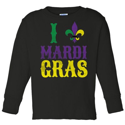 I Love Mardi Gras Toddler Long Sleeve Shirt