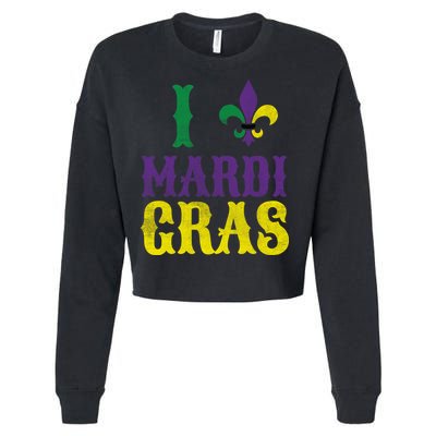 I Love Mardi Gras Cropped Pullover Crew