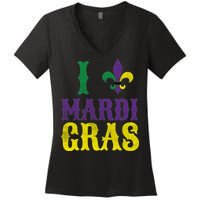 I Love Mardi Gras Women's V-Neck T-Shirt