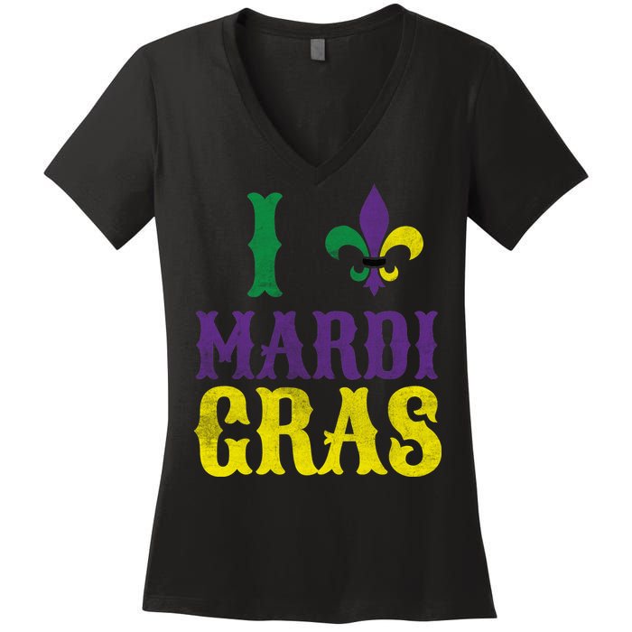 I Love Mardi Gras Women's V-Neck T-Shirt