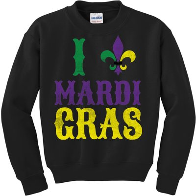 I Love Mardi Gras Kids Sweatshirt