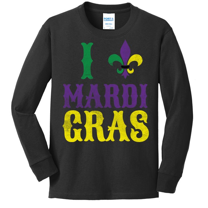 I Love Mardi Gras Kids Long Sleeve Shirt