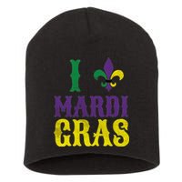 I Love Mardi Gras Short Acrylic Beanie