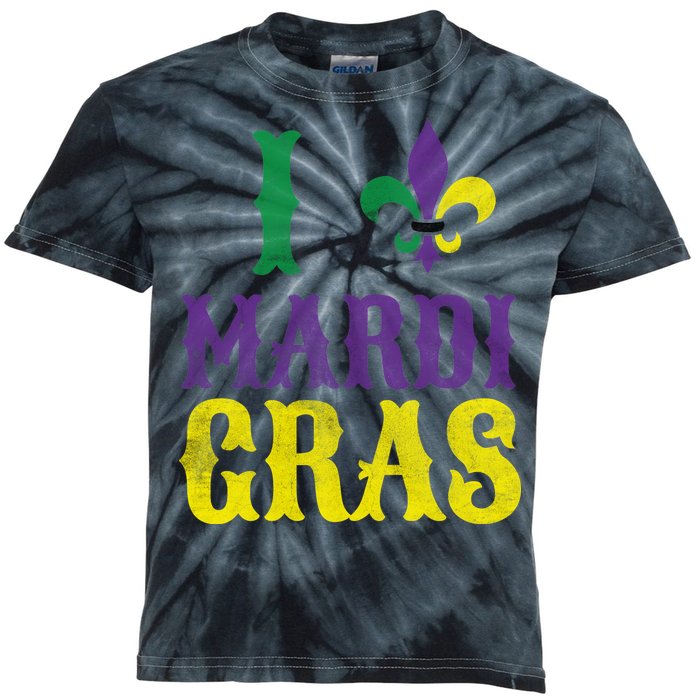 I Love Mardi Gras Kids Tie-Dye T-Shirt