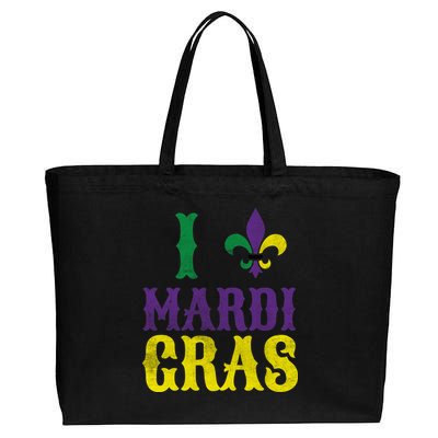 I Love Mardi Gras Cotton Canvas Jumbo Tote