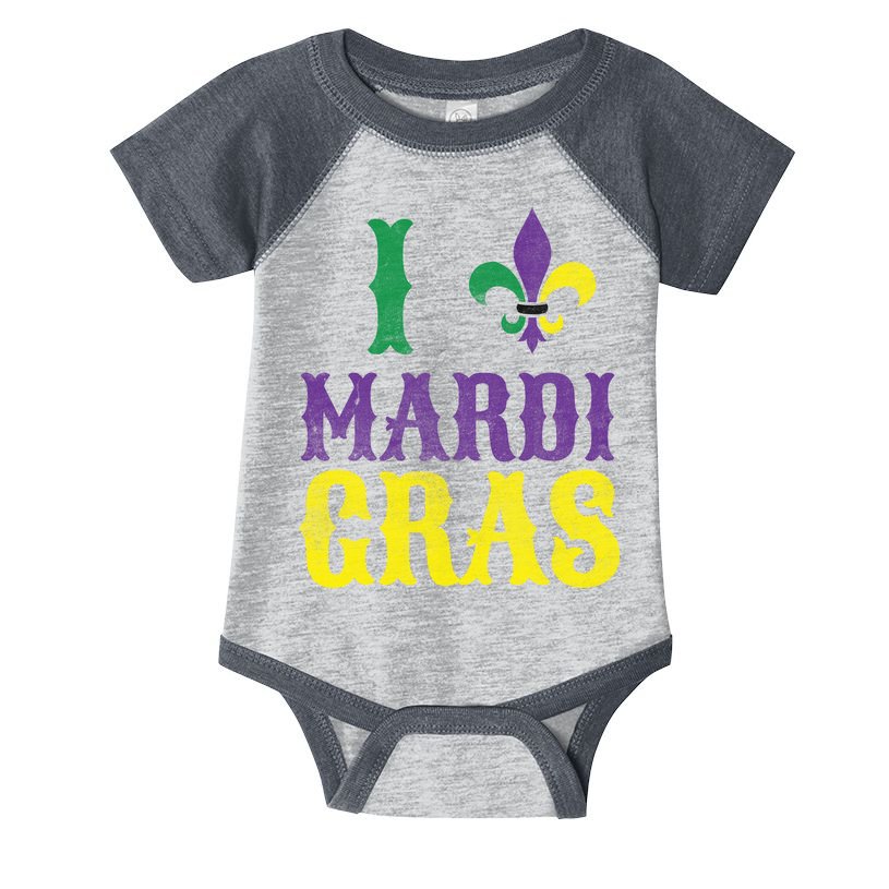 I Love Mardi Gras Infant Baby Jersey Bodysuit