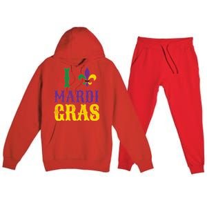 I Love Mardi Gras Premium Hooded Sweatsuit Set