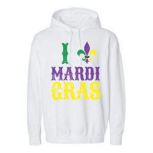 I Love Mardi Gras Garment-Dyed Fleece Hoodie