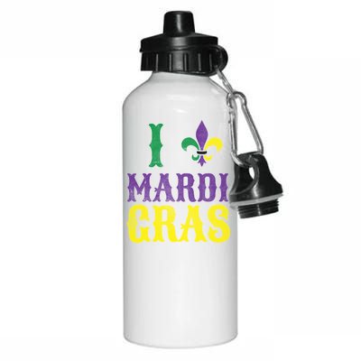 I Love Mardi Gras Aluminum Water Bottle