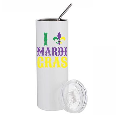 I Love Mardi Gras Stainless Steel Tumbler