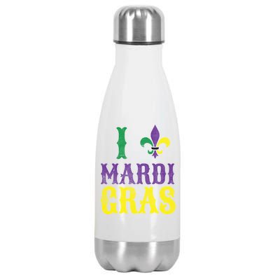 I Love Mardi Gras Stainless Steel Insulated Water Bottle