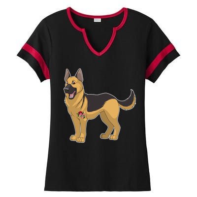 I Love Mom Tattoo German Shepard Ladies Halftime Notch Neck Tee