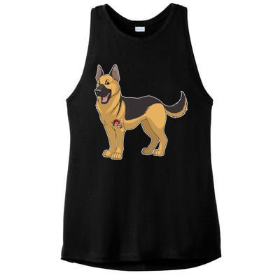 I Love Mom Tattoo German Shepard Ladies PosiCharge Tri-Blend Wicking Tank