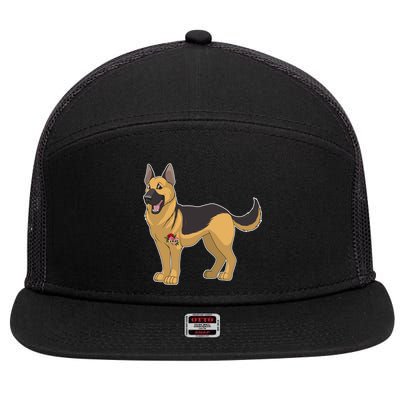 I Love Mom Tattoo German Shepard 7 Panel Mesh Trucker Snapback Hat