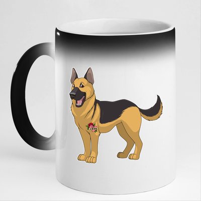 I Love Mom Tattoo German Shepard 11oz Black Color Changing Mug