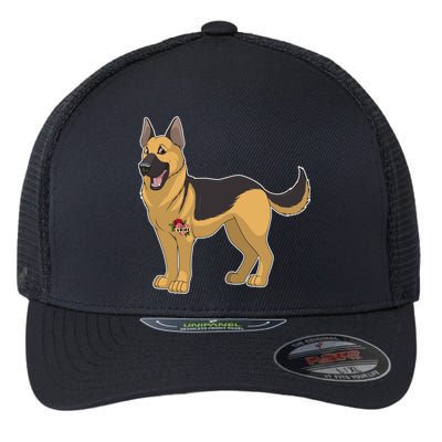 I Love Mom Tattoo German Shepard Flexfit Unipanel Trucker Cap