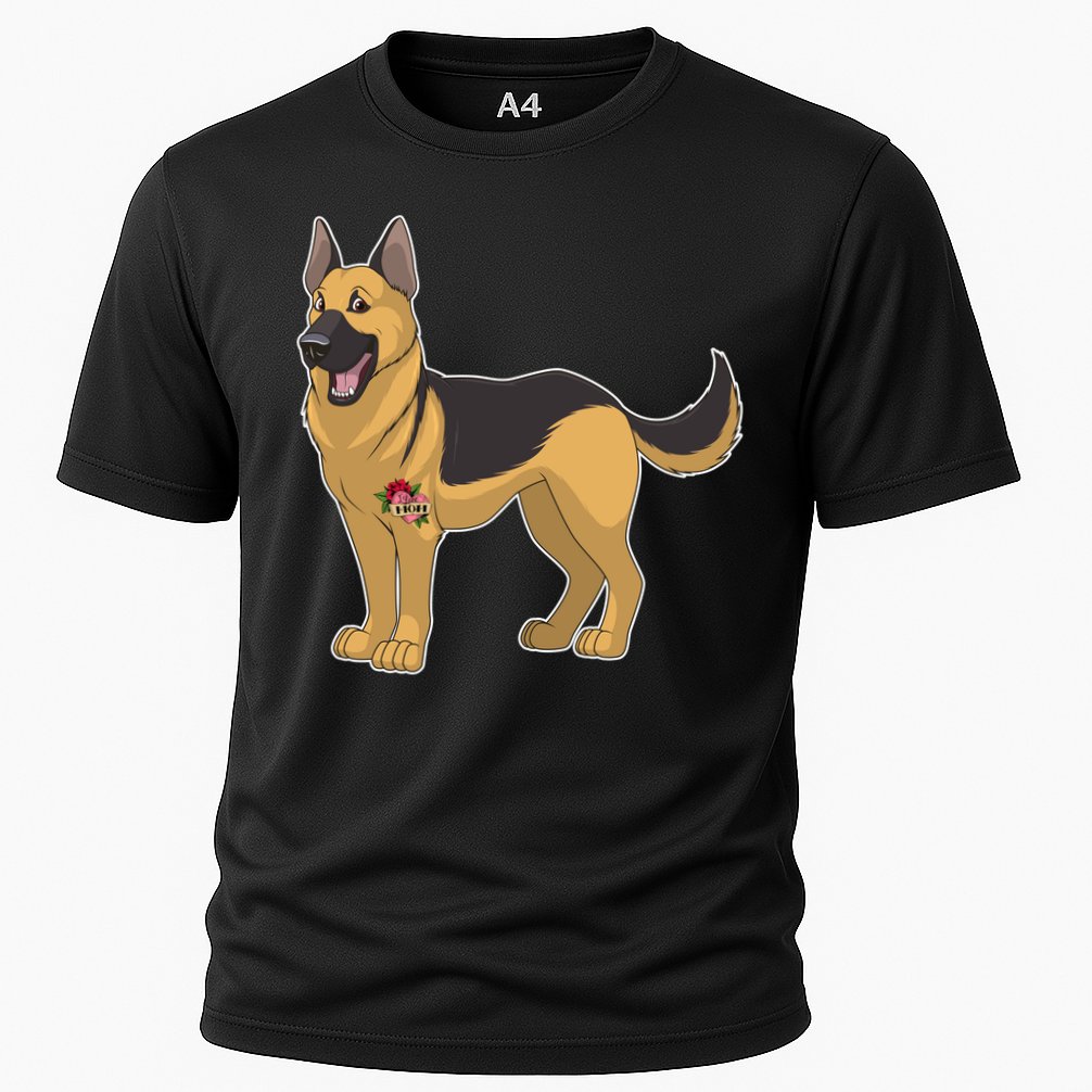I Love Mom Tattoo German Shepard Cooling Performance Crew T-Shirt