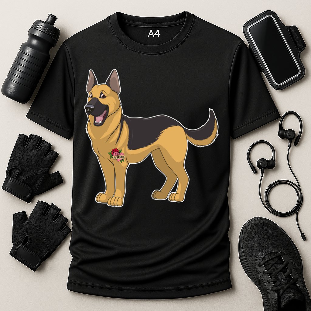 I Love Mom Tattoo German Shepard Cooling Performance Crew T-Shirt