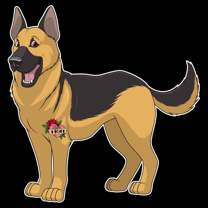I Love Mom Tattoo German Shepard Flat Bill Trucker Hat