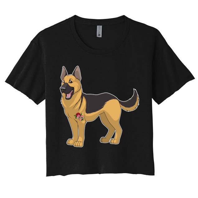 I Love Mom Tattoo German Shepard Crop Top