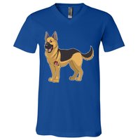 I Love Mom Tattoo German Shepard V-Neck T-Shirt