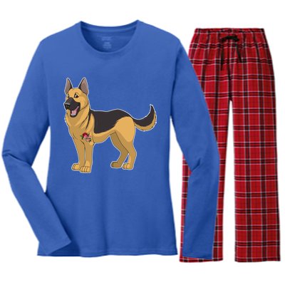 I Love Mom Tattoo German Shepard Women's Long Sleeve Flannel Pajama Set 