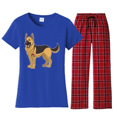 I Love Mom Tattoo German Shepard Women's Flannel Pajama Set