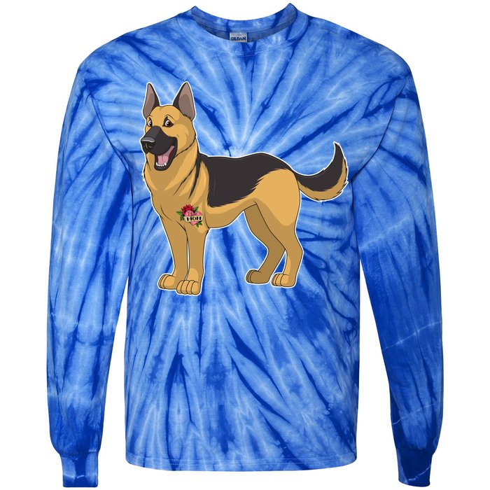 I Love Mom Tattoo German Shepard Tie-Dye Long Sleeve Shirt