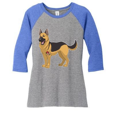 I Love Mom Tattoo German Shepard Women's Tri-Blend 3/4-Sleeve Raglan Shirt