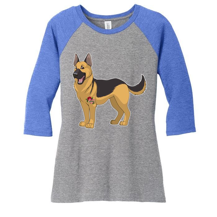 I Love Mom Tattoo German Shepard Women's Tri-Blend 3/4-Sleeve Raglan Shirt