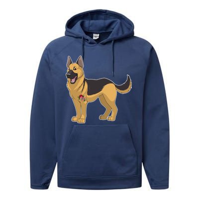 I Love Mom Tattoo German Shepard Performance Fleece Hoodie