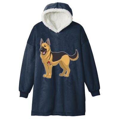 I Love Mom Tattoo German Shepard Hooded Wearable Blanket